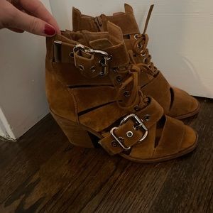 Jeffrey Campbell buckle heel booties